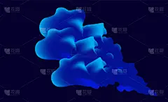 抽象的现代蓝黑色背景与流体发光的霓虹灯半色调蓝色波。创新技术的概念。豪华向量背景。数字壁纸。旋水油墨