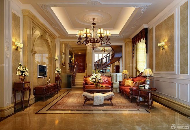 欧式古典风格室内楼梯扶手装修效果图