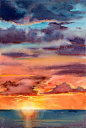 Sharon Lynn Williams' Art Blog: "Sunset i", watercolour painting by Sharon Lynn Williams