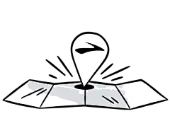 中间带有布鲁克斯图钉的地图插图