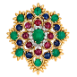 David Webb Multi-Colored Floral Brooch