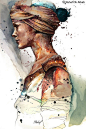 叙利亚艺术家Rahaf Dk Albab肖像插画作品 