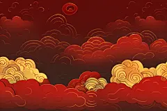 横版国潮潮流时尚国风云朵祥云背景图插画
