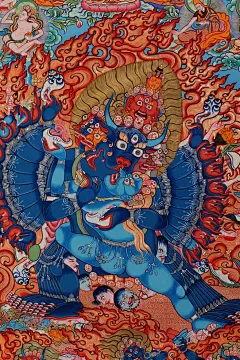 彩绘大威德金刚 西藏手绘唐卡 藏传佛教 观想供奉 手工制-淘宝@北坤人素材