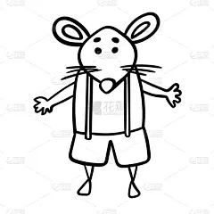 啮齿目,书页,符号,短裤,轮廓线画,小的,鼠年,吊带,彩色书,着色