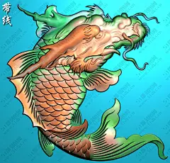 GJY-889玉雕单只单条龙鱼挂件拼图素材精雕图灰度图.jpg