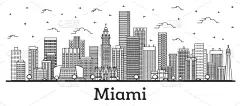 outline miami florida city skyline with modern
