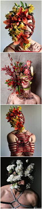 #美好肉体# 
来自摄影师DaMotta Fabio的作品，之前发过一次，现在放一些近段时间的作品更新，主题依旧是鲜花与捆绑。。。