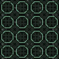 仿古无缝绿色背景八角形框架交叉几何