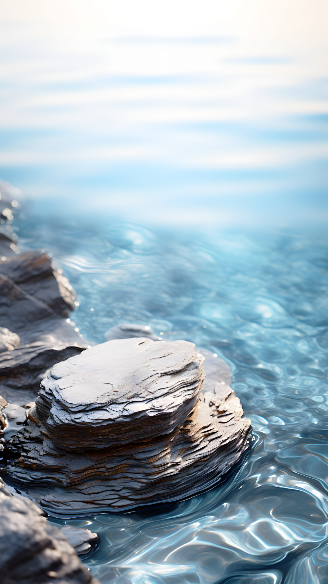 花瓣素材_通用3D立体C4D水面礁石场景...