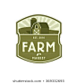 Farm logo in unique shape with barn and silo. Vector