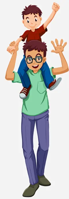 父子父亲与儿子男孩子插画卡通手绘点技能di高清素材 png 免费下载 页面网页 平面电商 创意素材 png素材