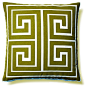 Modern Contemporary Greek Key Square Home Decor Accent Pillow, Green transitional-decorative-pillows