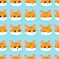 Childish seamless vector pattern.Cute kawaii cats faces with different emotions - angry, happy and sad. Cartoon character.