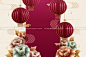 中国风民俗传统牡丹灯笼宫廷新年春节视觉海报设计ai素材源文件下载_颜格视觉