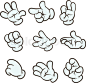 米奇手 ai插画手势参考 Stock vector of 'Cartoon four fingered gloves with different gestures. Vector clip art illustration. Each one on a separate layer.'