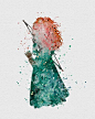 Princess Merida Brave Watercolor Art - VIVIDEDITIONS: 