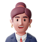 元宇宙创意3D卡通头像 PNG免抠图 Business-Woman