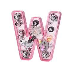 粉色机械机甲创意英文字符字母W