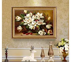 油画手绘餐厅装饰画美式简约玄关定制壁画客厅挂画单幅欧式花卉画-tmall.com天猫