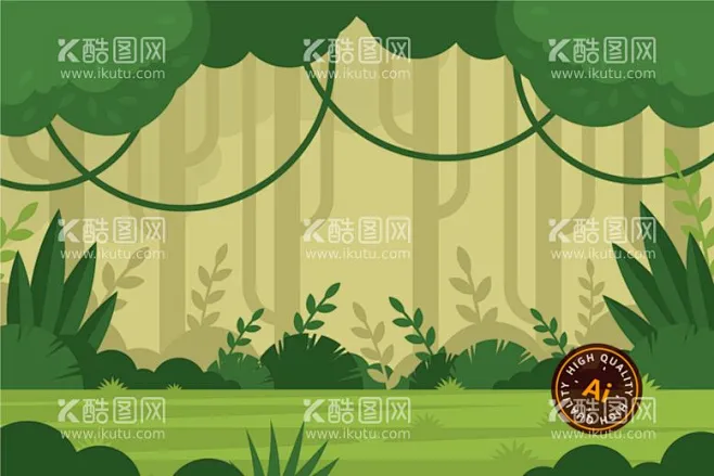 丛林背景 - 源文件下载【酷图网】丛林背景,森林背景,卡通舞台背景,卡通自然背景,森林插画,丛林插画-花瓣网