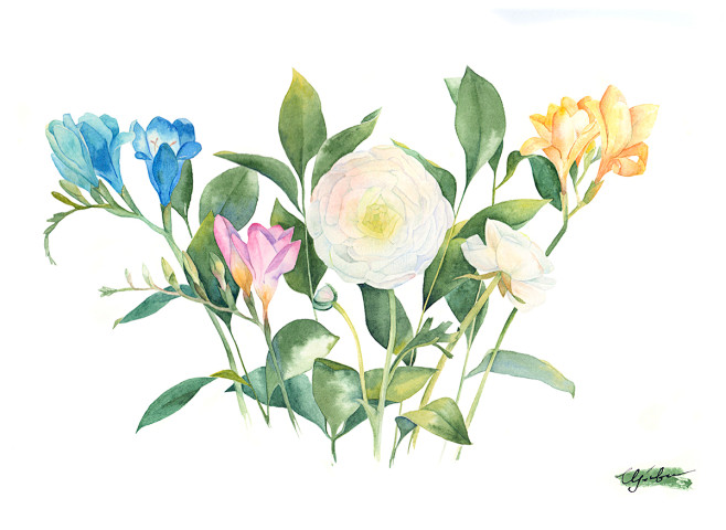 Watercolor bouquet w...