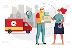 手绘平面设计交付概念矢量插图