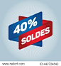 40% sale arrow tag discount sign icon. (French: Discount) Special offer label. Light background.