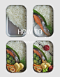 how to pack the roasted salty salmon and the food into the bento box.