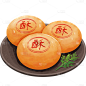 中国风传统美食糕点插画-酥饼