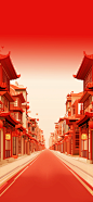 花瓣素材_年货节喜庆建筑背景直播贴片套装_193897864
