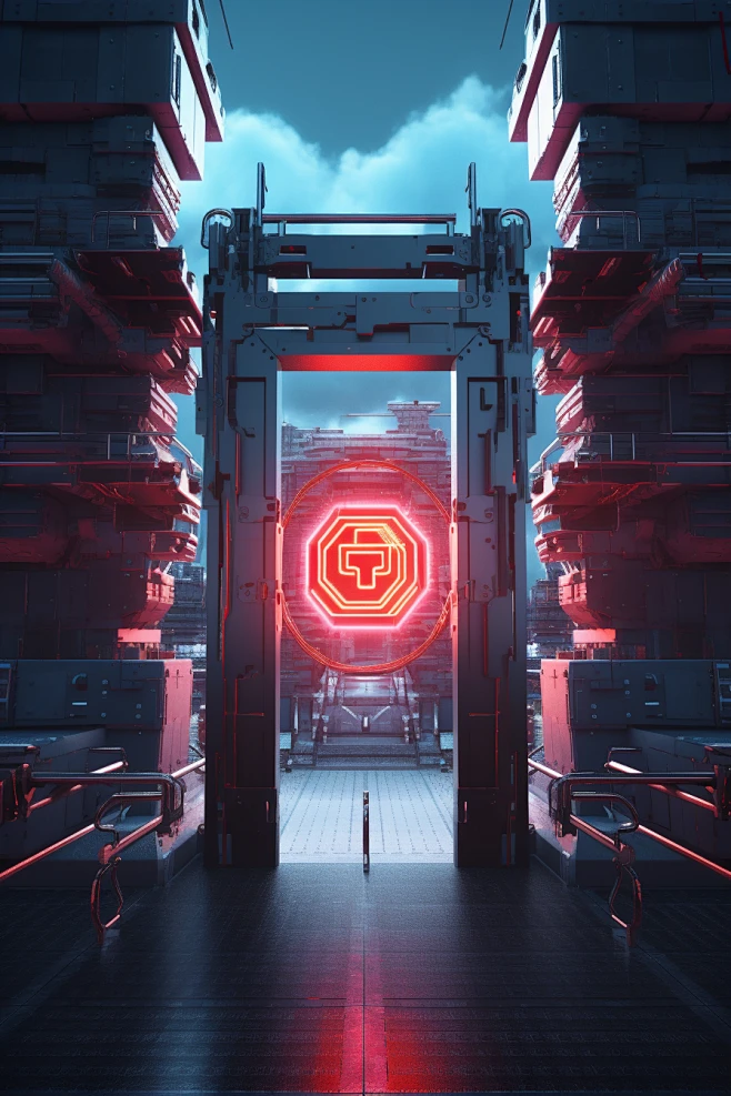 机械大门赛博朋克游戏原画素材