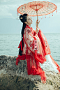 【月上梢】直裾魏晋风广袖交领三件套汉服女--胭脂雪-淘宝网