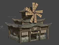 古代小房子，古代建筑，风车，灯笼，民房，江南民居，作坊2