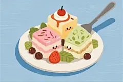 正宗炒酸奶甜品插画绘画