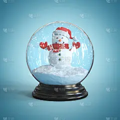 雪人内部的雪球3d渲染