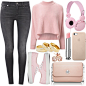 A fashion look from August 2014 featuring pink sweater, faded jeans and white sneakers. Browse and shop related looks.