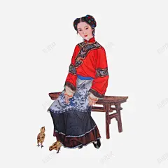 手绘工笔清装红楼梦插画巧姐 元素 免抠png 设计图片 免费下载 页面网页 平面电商 创意素材