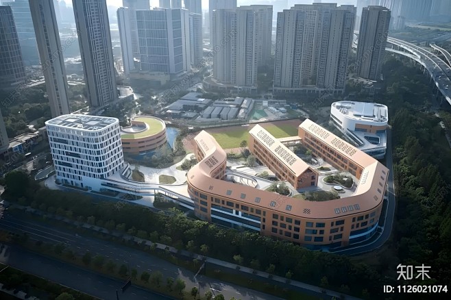 现代坡屋顶小学SU模型下载【ID:112...