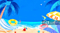 夏日海滩游泳圈沙滩椅棕榈树插画图片素材下载_正版图片VCG211285563640 - VCG.COM