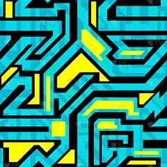 明亮的涂鸦几何无缝图案grunge效果