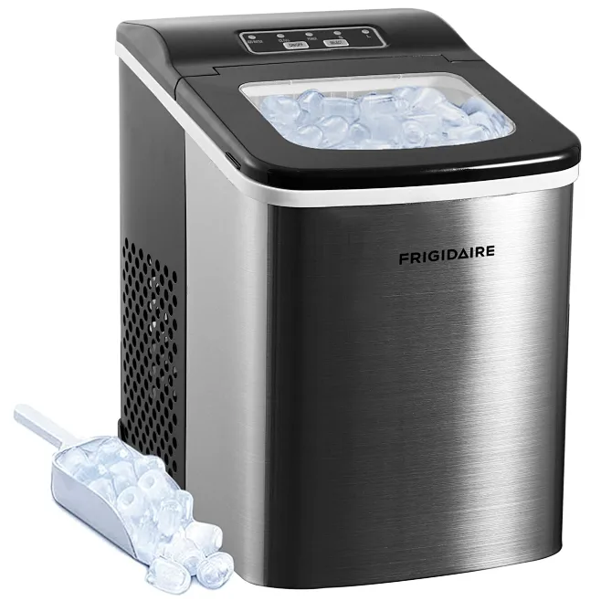 Amazon.com: Frigidaire 紧凑型台面制冰机,可制作 25 磅(约 11.8 公斤)子弹形冰块,银色不锈钢 : 大家电-花瓣网