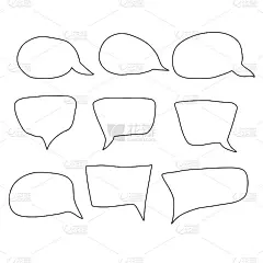 语音气泡手绘集。矢量图