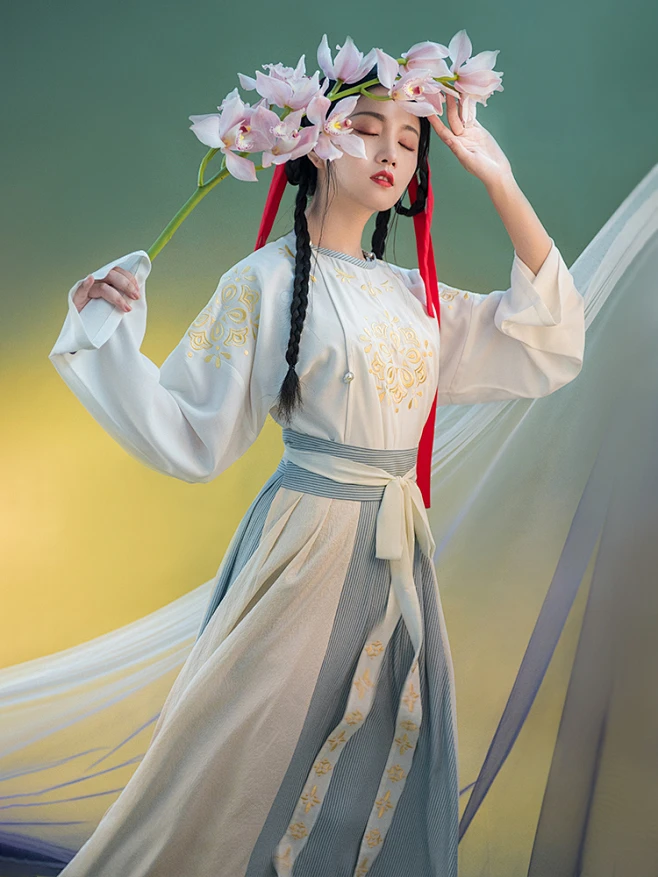 [外套和裙子] 2件套花艺设计刺绣汉服女装女士中式服装刺绣汉服中国服装射击音乐会烟火晚会节日舞会花衣服装角色扮演服装学校节日_女士汉服_春风-花瓣网