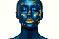 Beauty Alien Halloween Makeup : Beauty fashion Model with blue Skin and gold Lips