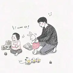 超暖心的父女插画，爸爸永远是女儿最有力的保护伞 ins：talltree_mani