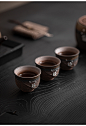 圭隐堂粗陶鎏金梅花茶杯家用复古主人杯个人单杯功夫品茗杯闻香杯-tmall.com天猫