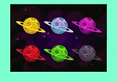 卡通创意星球手绘银河系宇宙行星太空元素矢量AI插画艺术设计素材-淘宝网
