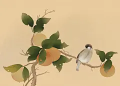 简约自然桃子蔬果插画