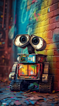 Wall E, realistic photography, colorful background, detailed portrait, intricate details, rich colors, realistic style,